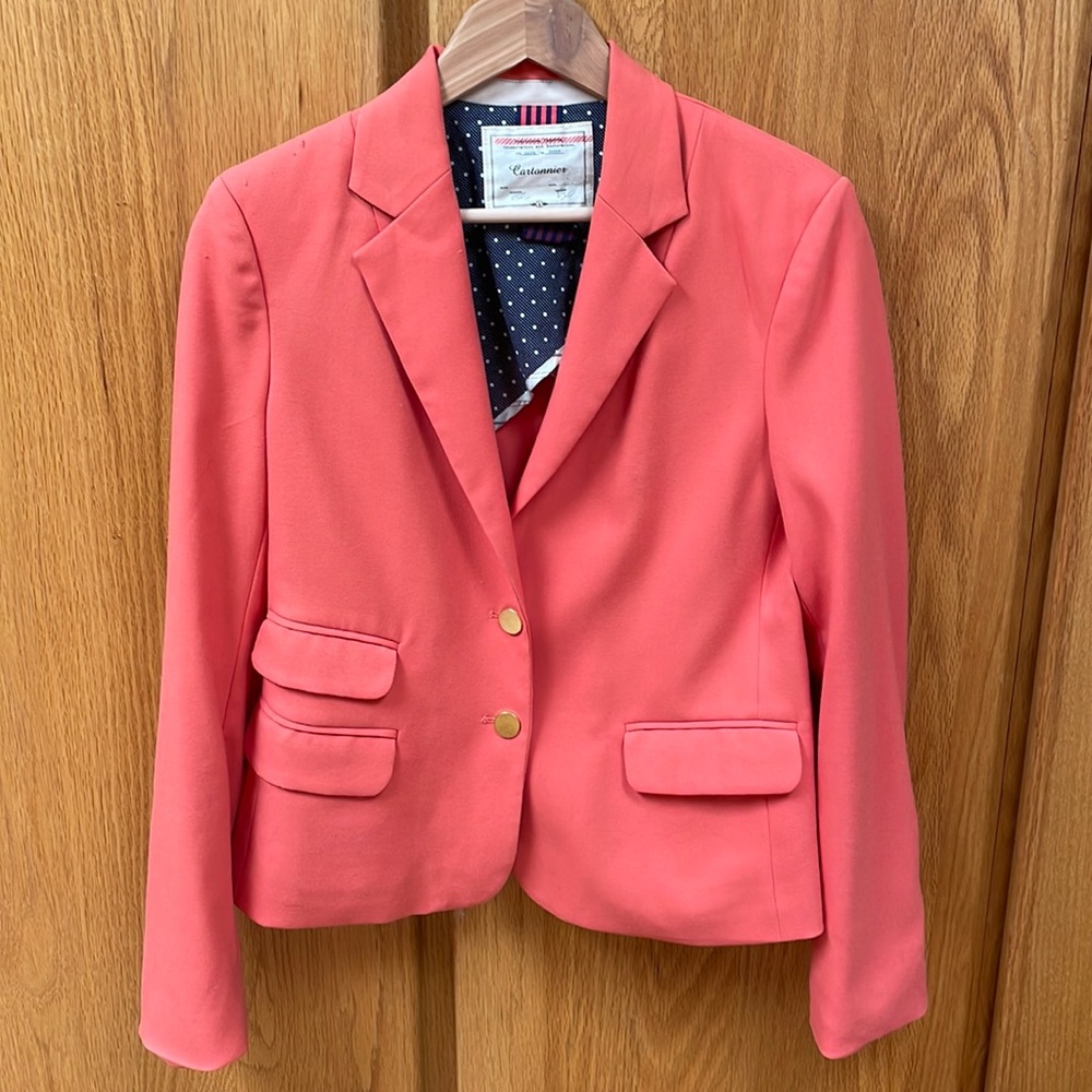 Anthropologie Cartonnier Ellis Boy Blazer Jacket Coral Sherbet Sorbet 8